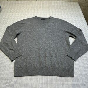 Naadam 100% Cashmere V-Neck Sweater‎ Mens XL Gray Soft Luxury Knit